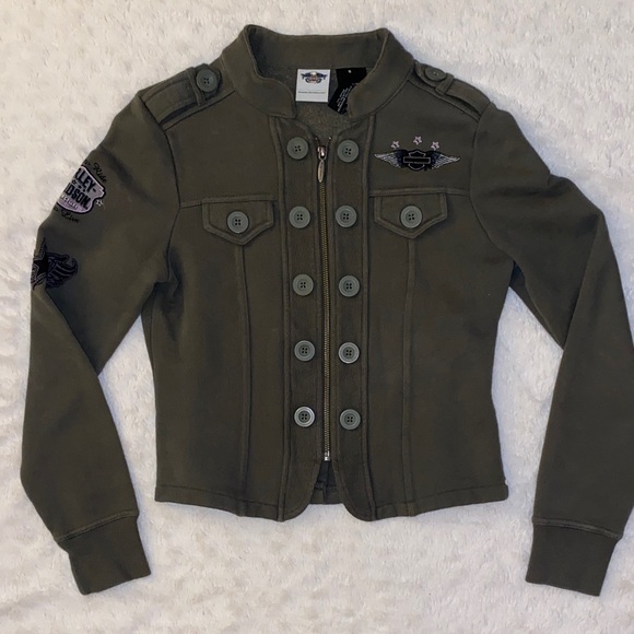 Harley-Davidson Jackets & Blazers - Harley-Davidson Olive Green Military Inspired Cotton Jacket